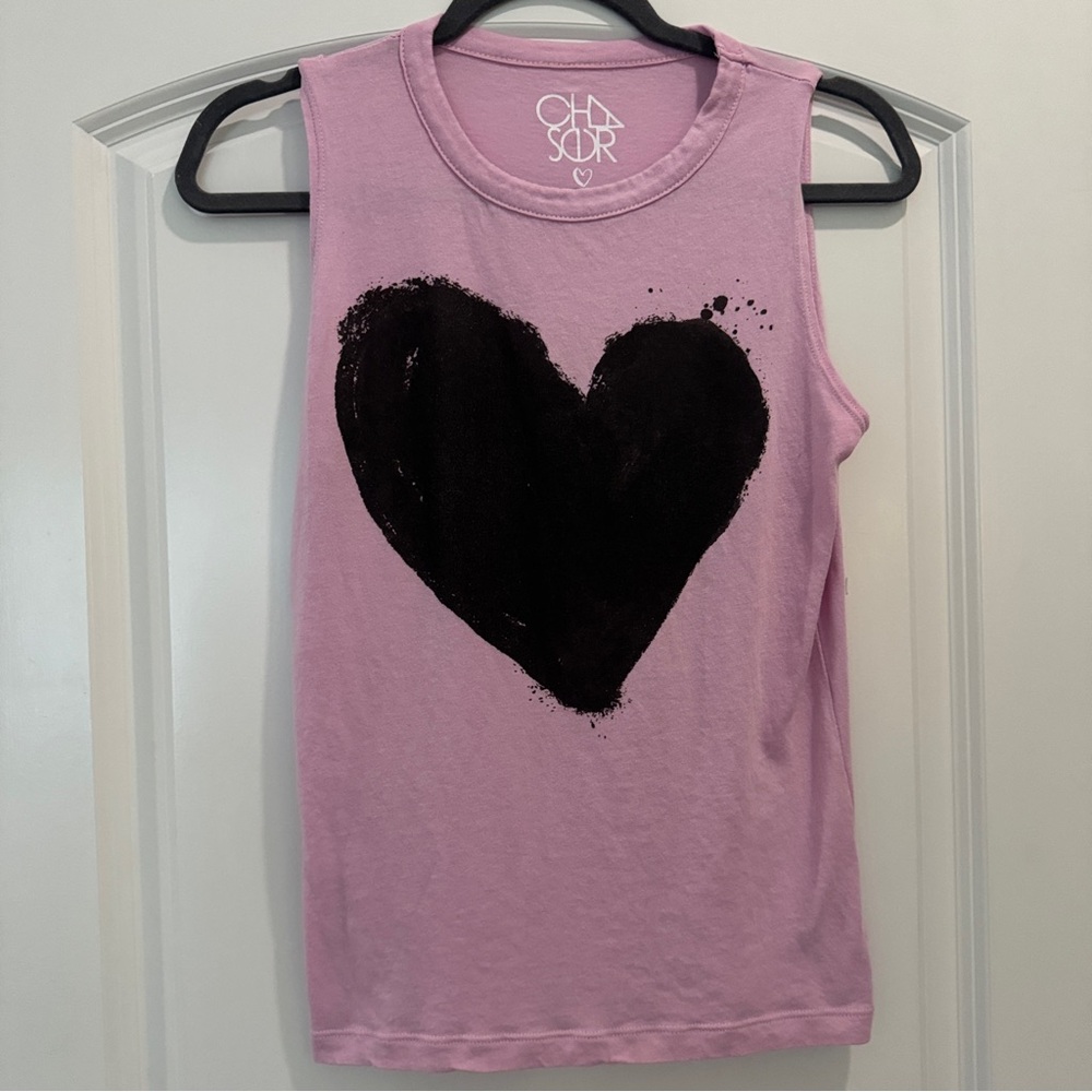 EVEREVE sleeveless pink and black Heart tee XS